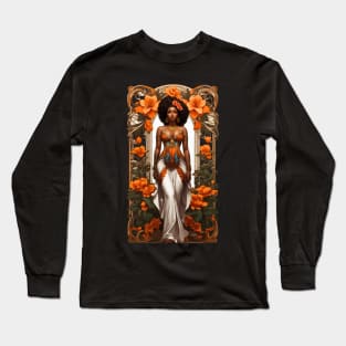 African Queen Tribal art retro vintage floral design Long Sleeve T-Shirt